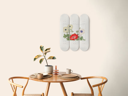 Kônan Tanigami Japanese Woodblock 3-Piece Skateboard Wall Art - 'Anemone Flower'