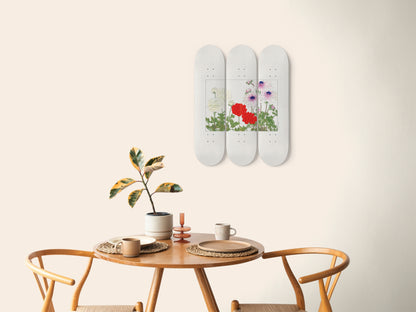 Kônan Tanigami Japanese Woodblock 3-Piece Skateboard Wall Art - 'Anemone Flower'